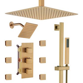 4 Function Single Handle 1-spray Thermostatic Shower Faucet 1.8 Gpm & Body Spray