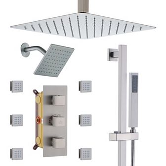 4 Function Single Handle 1-spray Thermostatic Shower Faucet 1.8 Gpm & Body Spray