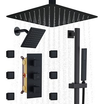 4 Function Single Handle 1-spray Thermostatic Shower Faucet 1.8 Gpm & Body Spray