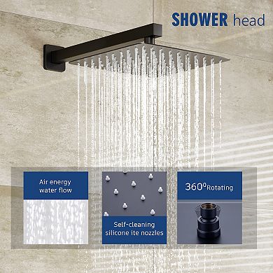 12" Wall Mounted Luxury Shower System Set Handheld Spray
