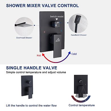 12" Wall Mounted Luxury Shower System Set Handheld Spray