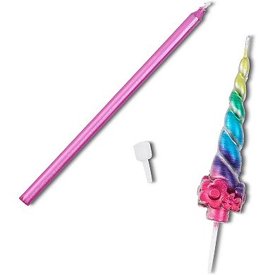 28-piece Rainbow Unicorn Horn Birthday Cake Candles Set For Party Dessert Décor