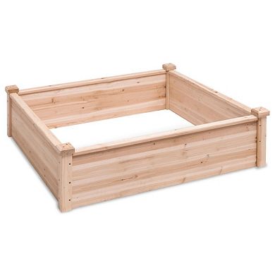 3.3 ft x 3.3 ft Raised Garden Bed Planter Box in Fir Wood for Vegetables and Herbs, Natural