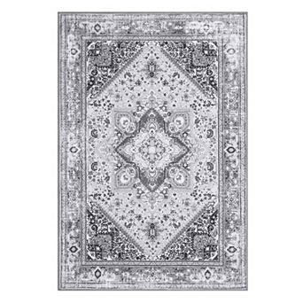 Garvee Modern Boho Floral Rug Machine Washable Vintage Throw Carpet