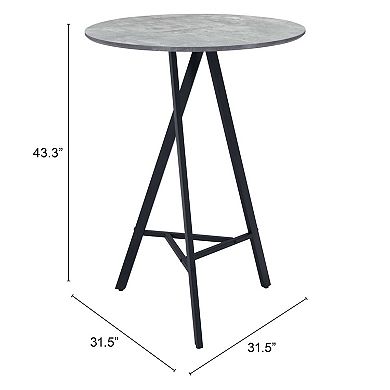 Zuo Modern Metz Round Gray Bar Table
