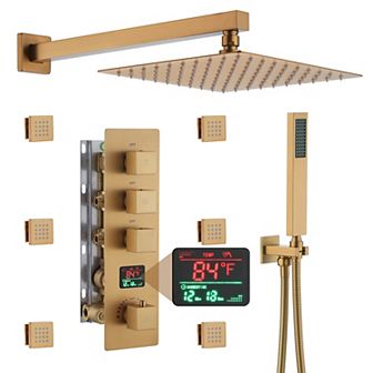 3 Function Digital Display Single Handle Shower System Set With Body Spray