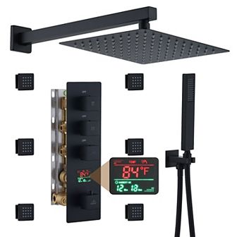 3 Function Digital Display Single Handle Shower System Set With Body Spray