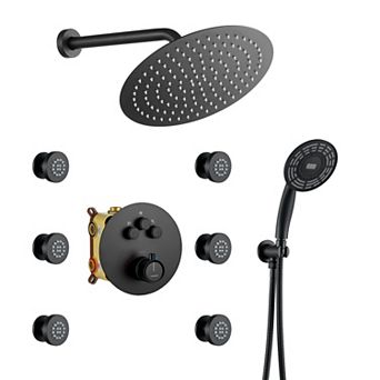 Casainc Digital 12inch 3 Function Luxury Thermostatic Shower System With 6-jet