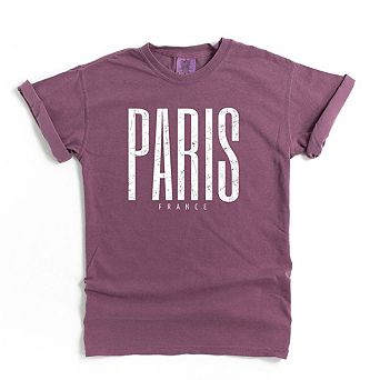 Paris France Distressed Garment Dyed Tees