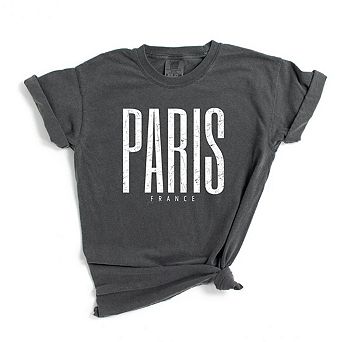 Paris France Distressed Garment Dyed Tees