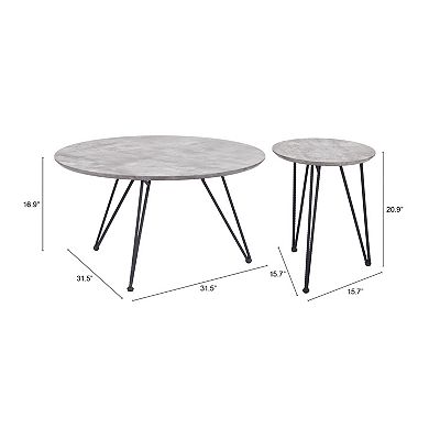 Zuo Modern Kerris Gray & Black Coffee Table Set