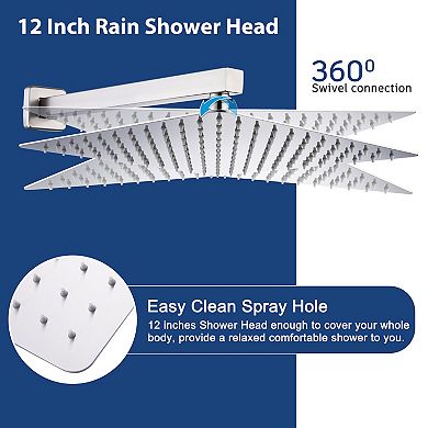 12" Wall Mounted Shower System Set Handheld Spray & Tub Spout