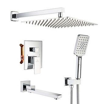 12" Wall Mounted Shower System Set Handheld Spray & Tub Spout