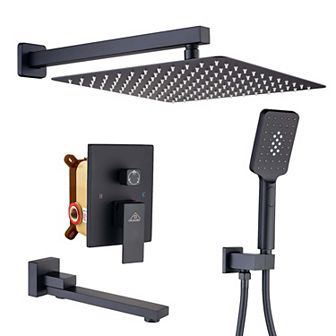 12" Wall Mounted Shower System Set Handheld Spray & Tub Spout