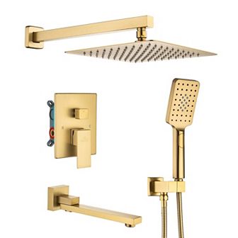 12" Wall Mounted Shower System Set Handheld Spray & Tub Spout