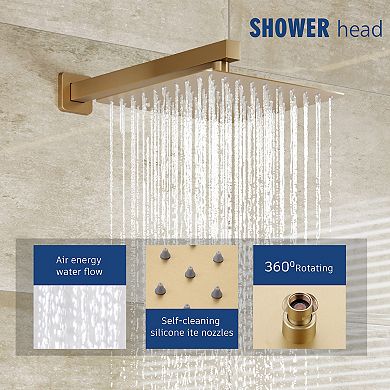 12" Wall Mounted Shower System Set Handheld Spray & Tub Spout