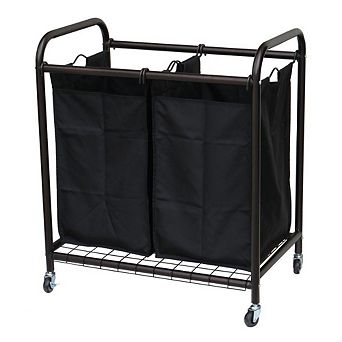 Bronze Laundry Hamper Cart With 2 Black Sorter Bags