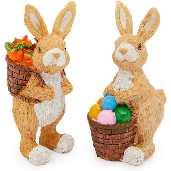 Set Of 2 Easter Bunny Statues For Porch, Spring, Home & Garden, 2.7x4.5