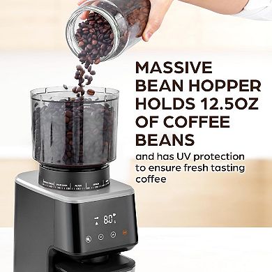 Zulay Kitchen Touchscreen Coffee Grinder Includes Metal Scooper & 2 Cleaning Brushes