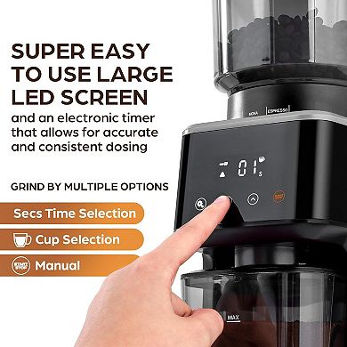Zulay Kitchen Touchscreen Coffee Grinder Includes Metal Scooper & 2 Cleaning Brushes