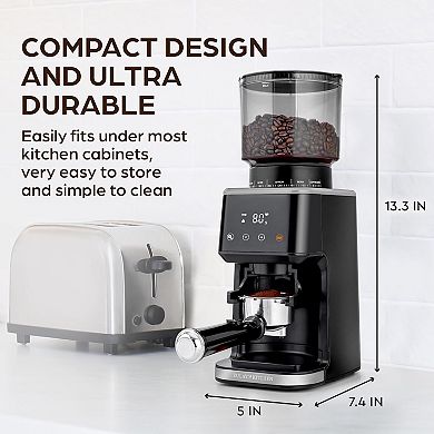 Zulay Kitchen Touchscreen Coffee Grinder Includes Metal Scooper & 2 Cleaning Brushes