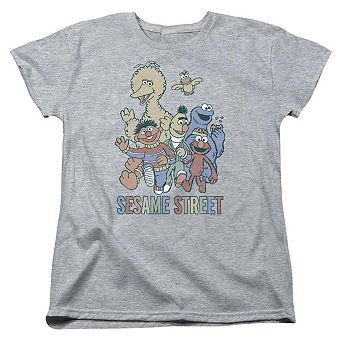 Sesame Street Colorful Group Short Sleeve Womens Tee