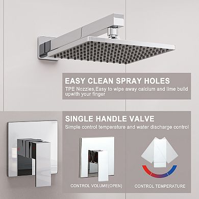 9" Wall Mounted Square Shower System Set Single Handle