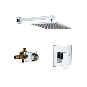 9" Wall Mounted Square Shower System Set Single Handle