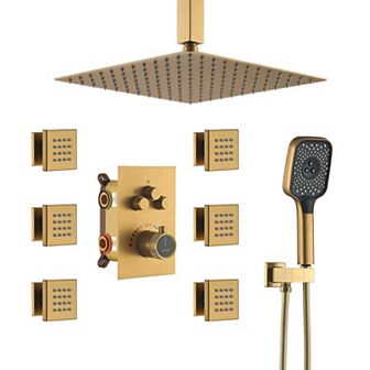 12" Luxury Shower System Set 6 Body Jets & Handheld Spray