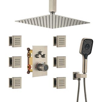 12" Luxury Shower System Set 6 Body Jets & Handheld Spray