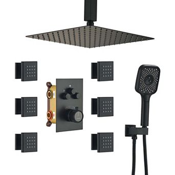 12" Luxury Shower System Set 6 Body Jets & Handheld Spray