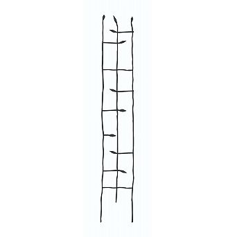 6-Ft Narrow Garden Trellis with Twig Leaf Design, Black Metal Climbing Support, Black
