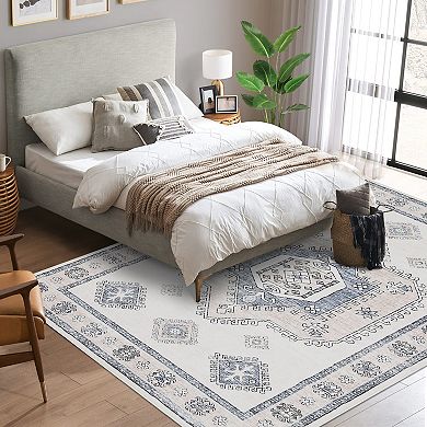 Garvee Boho Farmhouse Rug Geometric Print Vintage Washable Throw Carpet