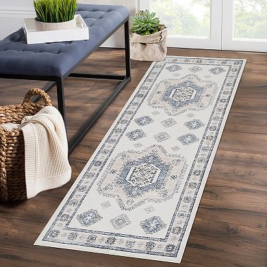 Garvee Boho Farmhouse Rug Geometric Print Vintage Washable Throw Carpet