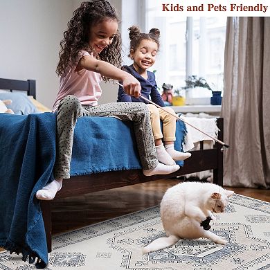 Garvee Boho Farmhouse Rug Geometric Print Vintage Washable Throw Carpet