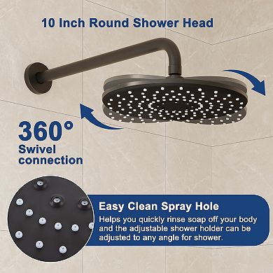 10" Wall Mounted Round Rainfall Shower System Set