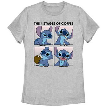 Disney's Lilo & Stitch Juniors' The Four Stages Of Coffee Graphic Tee