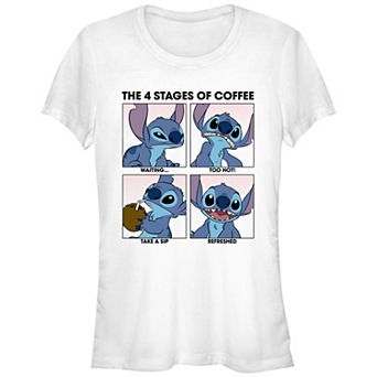 Disney's Lilo & Stitch Juniors' The Four Stages Of Coffee Graphic Tee