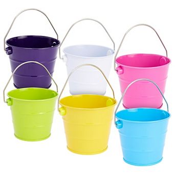 6 Pack Mini Buckets with Handles for Kids, Small Pails, 3.25x2.75 in