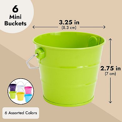 6 Pack Mini Buckets with Handles for Kids, Small Pails, 3.25x2.75 in