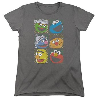 Sesame Street Group Squares Short Sleeve Womens Tee