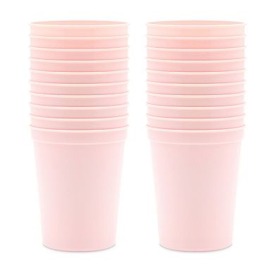 24x Reusable Plastic Stadium Cups For Celebration Birthday Party Light Pink 16oz