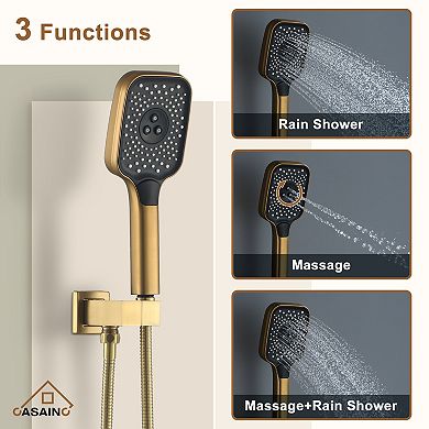 12" Wall Mounted Shower System Set Handheld Spray & 6 Body Jets