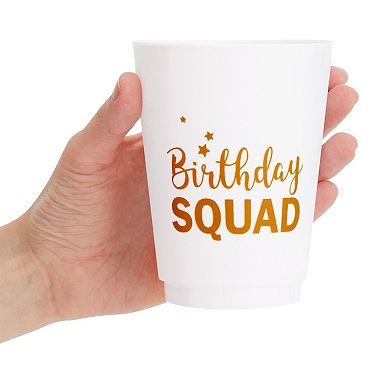 16 Pack Reusable Plastic Birthday Cups for Adults and Women, 16 oz, 4.25 x 3.5"