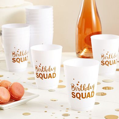 16 Pack Reusable Plastic Birthday Cups for Adults and Women, 16 oz, 4.25 x 3.5"