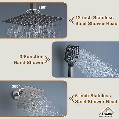 12" Ceiling Mounted Shower System Set Dual Shower Head