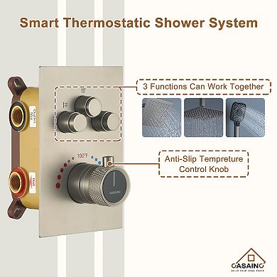 12" Ceiling Mounted Shower System Set Dual Shower Head