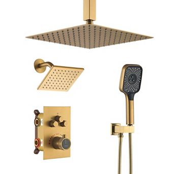 12" Ceiling Mounted Shower System Set Dual Shower Head