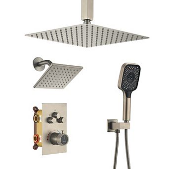 12" Ceiling Mounted Shower System Set Dual Shower Head
