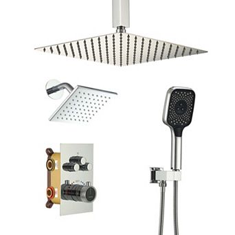 12" Ceiling Mounted Shower System Set Dual Shower Head
